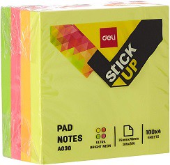 STICK NOTAS DELI FLUO 76X76X400hjs. (L23734)