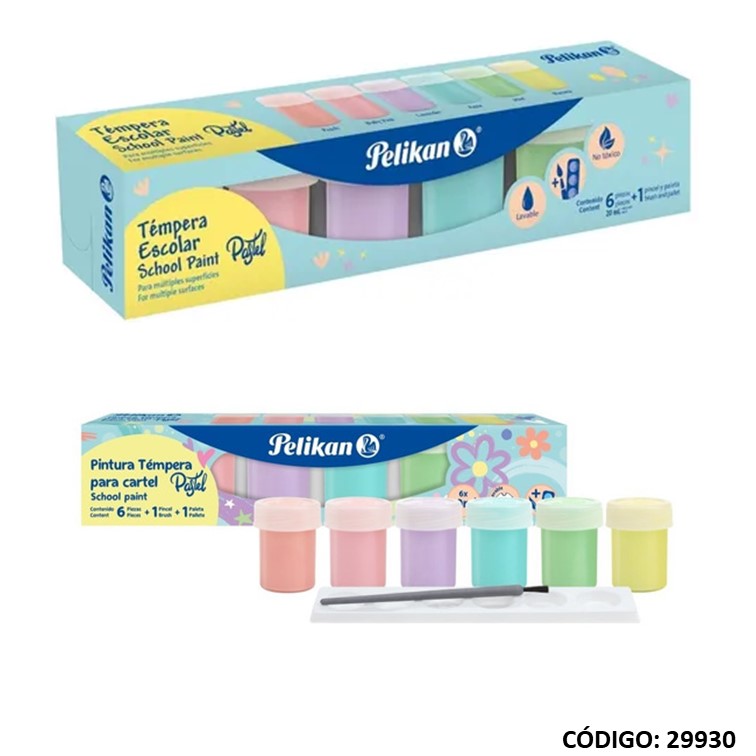 TEMPERA PELIKAN PASTEL X6 COLORES (L29930)