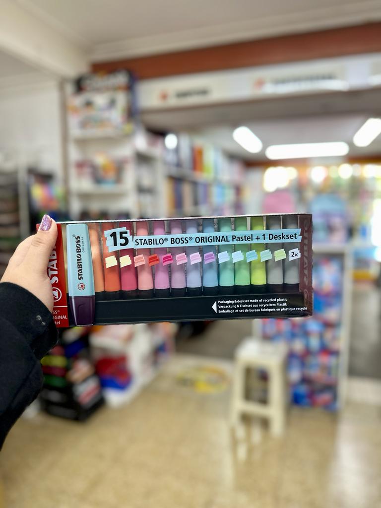 RESALTADOR STABILO BOSS PASTEL DESKSET X15 COLORES (S5062)