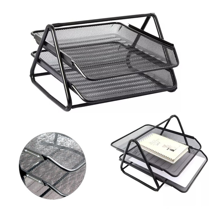 BANDEJA MALLA METAL DOBLE NEGRO (L159090)
