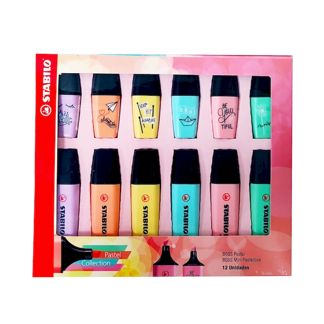 RESALTADOR STABILO BOSS PASTEL COLECTION X12 COLORES (S6489)