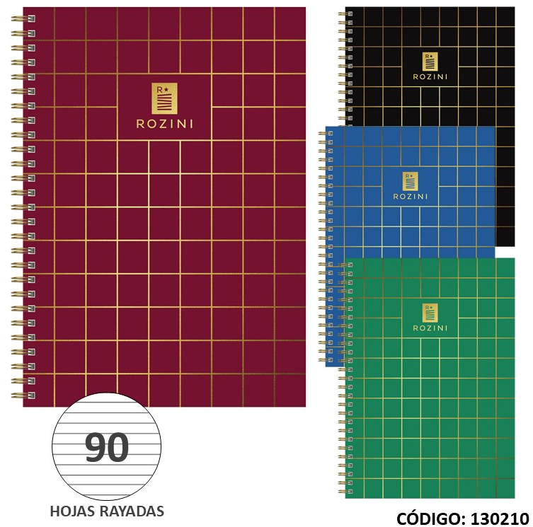 CUADERNO A4 TAPADURA ROZINI UOMO RAYADO X90HJS. (L130210)