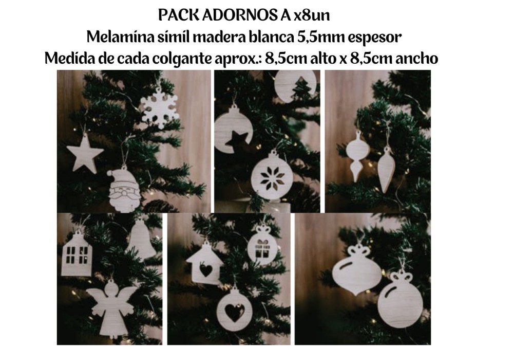 PACK X8 ADORNOS NAVIDEÑOS ARBOLITO (R25317)
