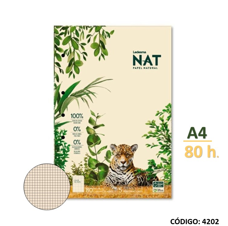 BLOCK A4 LEDESMA NAT CUADRICULADO X80hjs. (L4202)