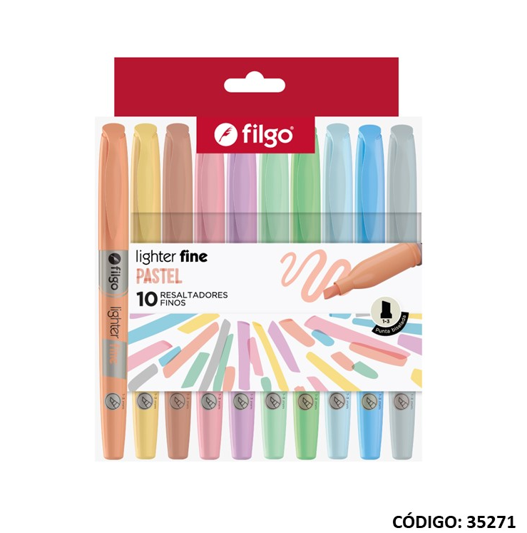 RESALTADOR FILGO LIGHTER FINE PASTEL X18 COLORES (L35271)