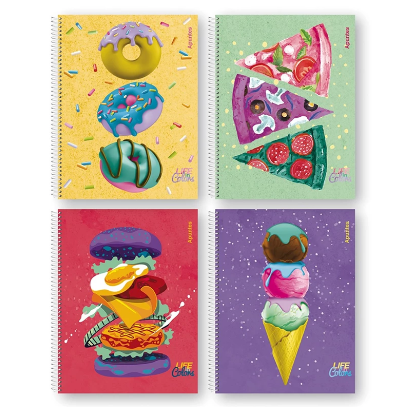 CUADERNO A4 29.7 APUNTES LIFE IN COLORS CUADRICULADO x 80hjs. (L122291)