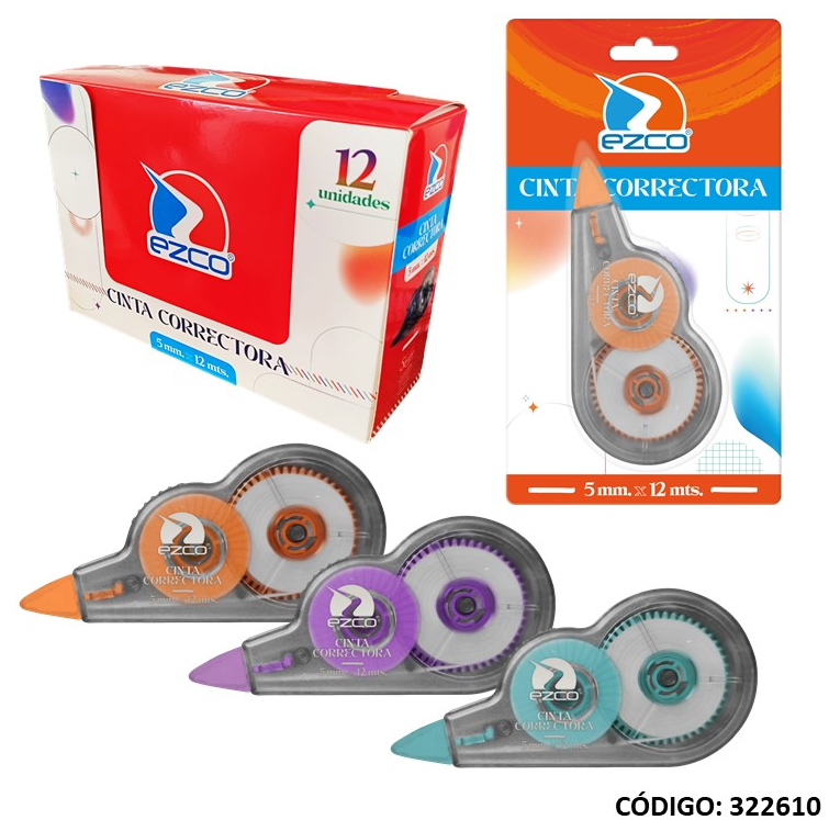CORRECTOR CINTA EZCO 5mm.X12m. (L322610)