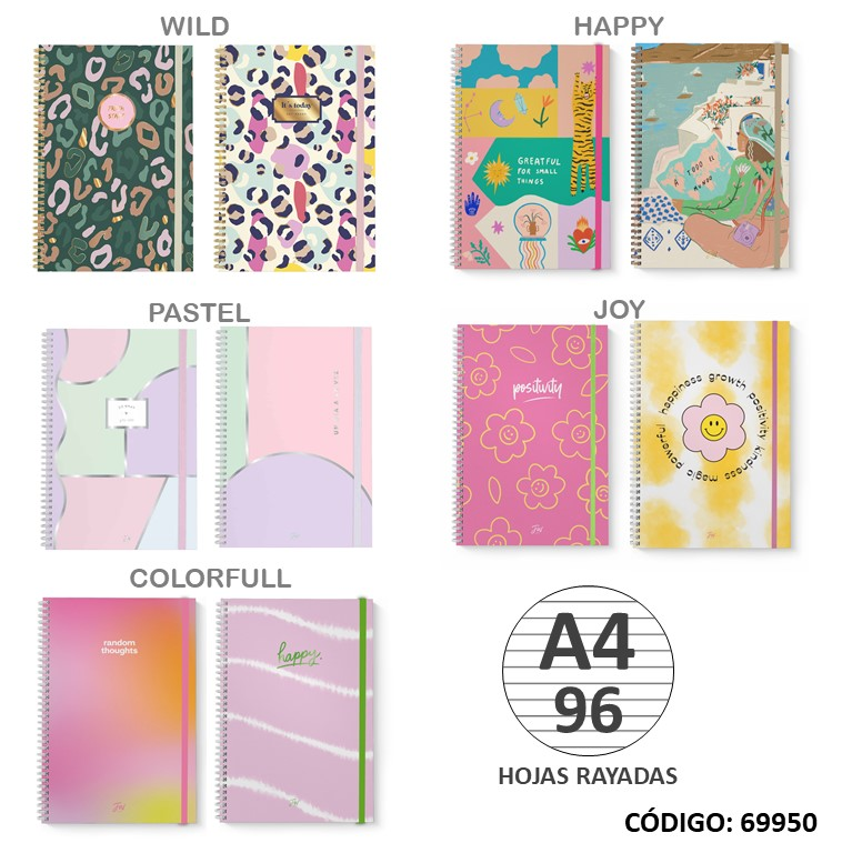 CUADERNO A4 TAPA DURA RAYADO X96hjs. (L69950)