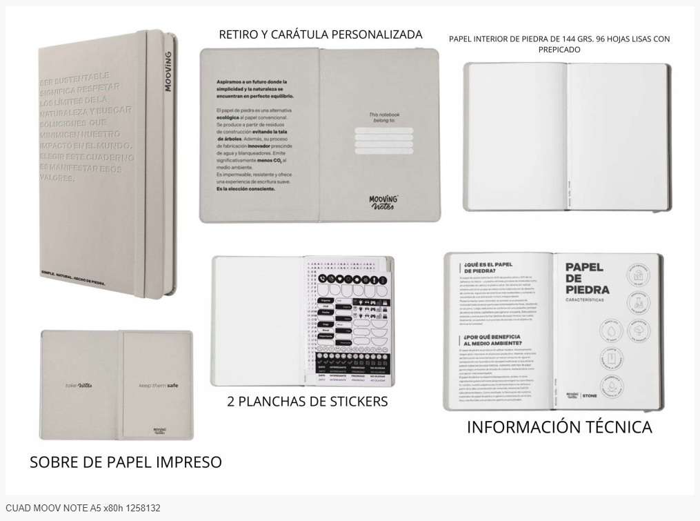 CUADERNO MOOVING NOTE A5 X80hjs. TAPA DURA (L26301)