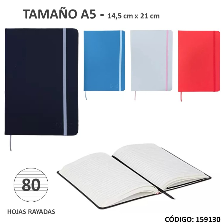 LIBRETA CARBEST A5 ENGOMADA RAYADA X80hjs. (L159130)