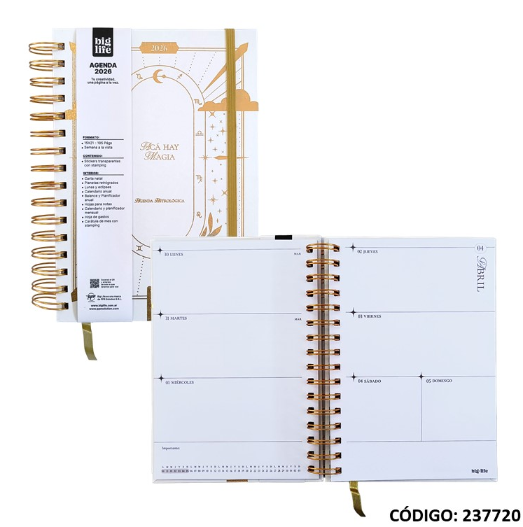 AGENDA 2026 BIG LIFE N8 ESPIRAL SEMANAL ASTROLOGICA  (L 237720)