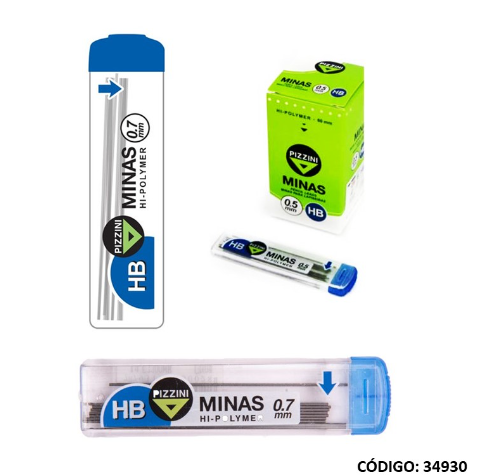 MINAS 0.7 HB PIZZINI X12 UNIDADES (L34930)
