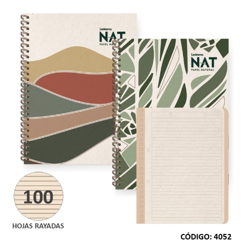 CUADERNO A4 TAPA DURA LEDESMA NAT RAYADO X100hjs. (L4052)