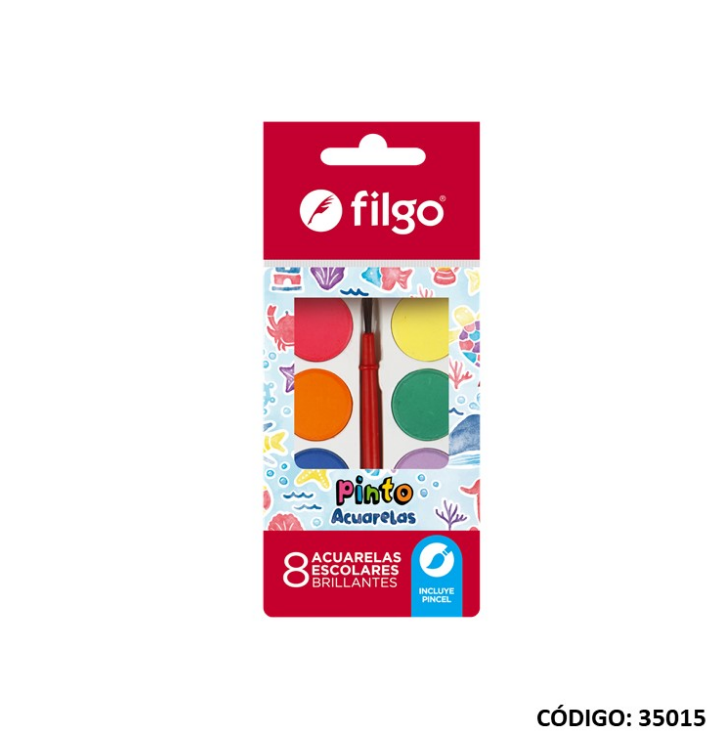 ACUARELA FILGO PINTO x   8 COLORES (L35015)