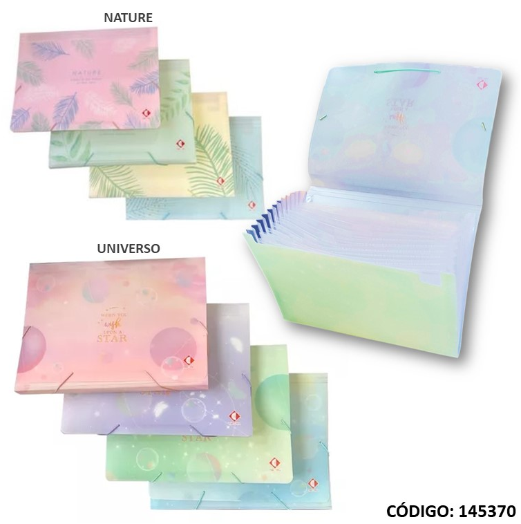 CLASIFICADOR POLIPROPILENO A4 12 DIVISIONES FANTASIA (L145370)