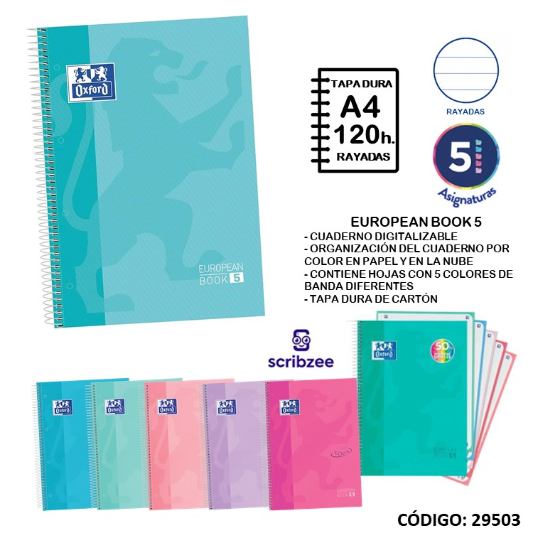 CUADERNO A4 TAPA DURA OXFORD RAYADO X120hjs. DIGITALIZABLE
