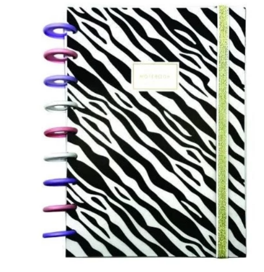 CUADERNO DECORLINE INTELIGENTE 14X21 TAPA PLASTICA CON ELASTICO CEBRA (L38168)