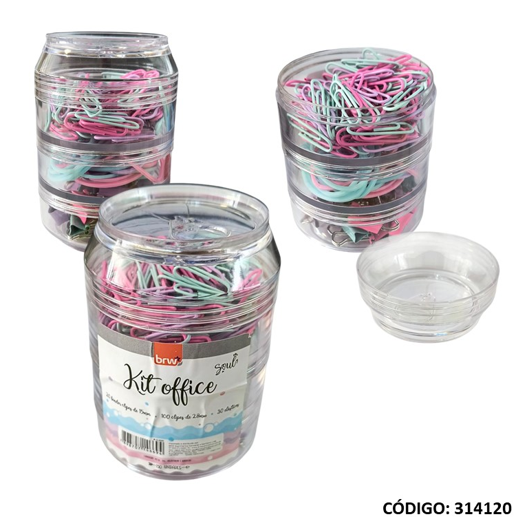 KIT OFICINA BRW CLIPS + BANDAS EN LATA (L314120)
