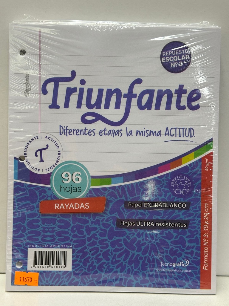 REPUESTO N3 TRIUNFANTE RAYADO x 96hjs. (L11670R)