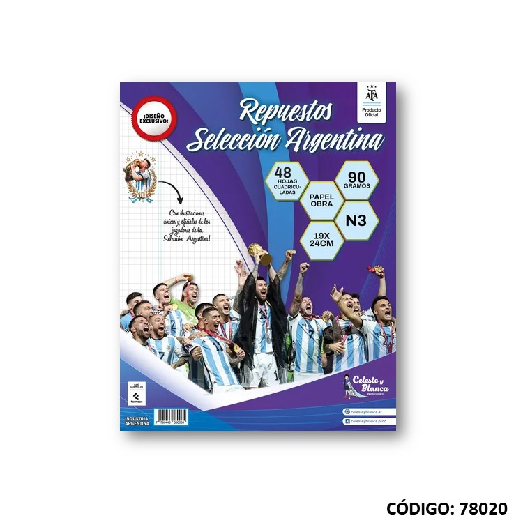 REPUESTO N3 AFA CUADRICULADO X48 hjs. (L78020)