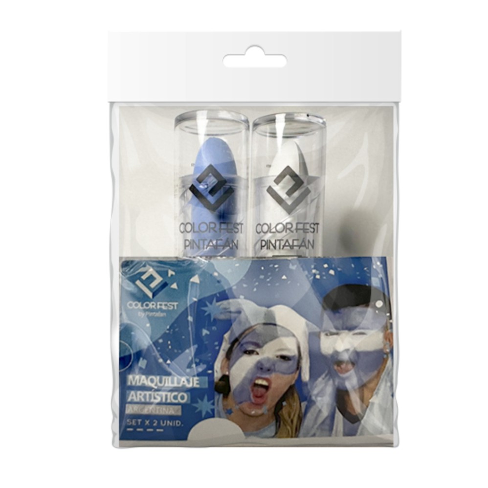 PINTAFAN MAQUILLAJE ARTISTICO X2 UNIDADES CELESTE Y BLANCO(L30397)