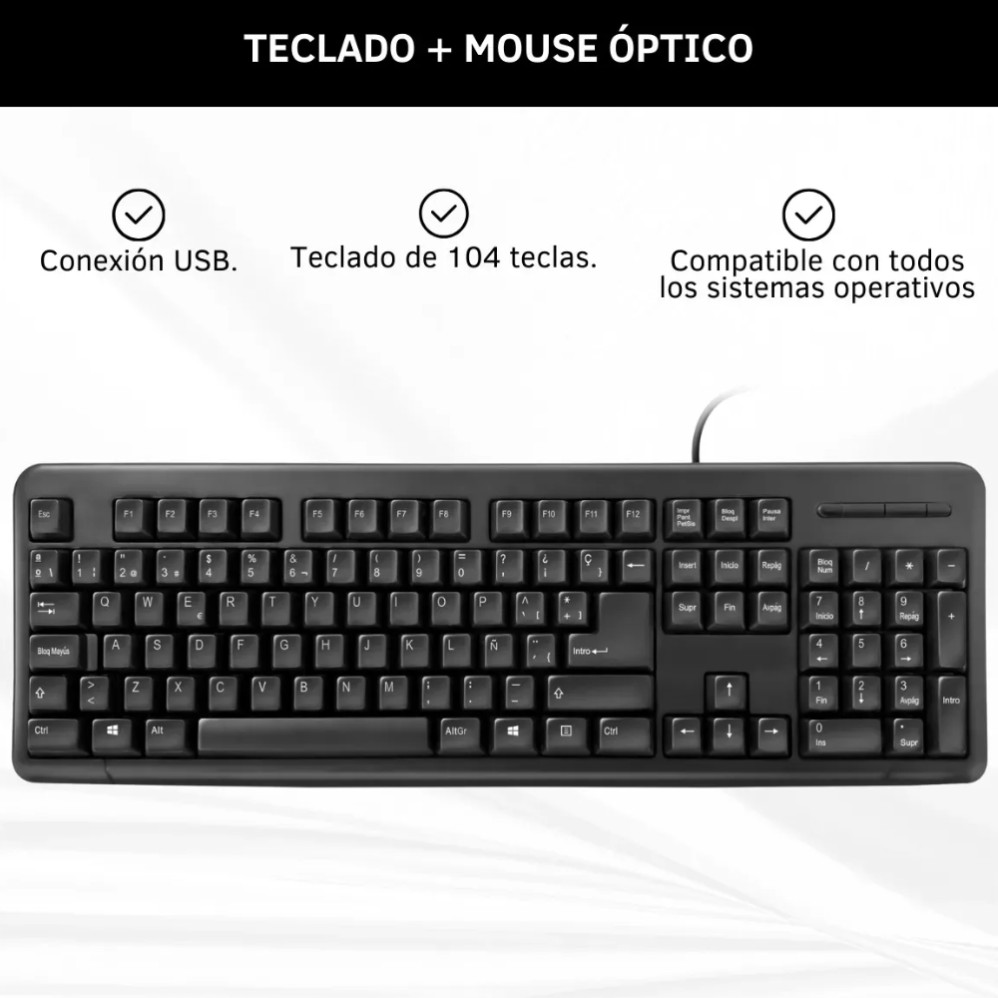 TECLADO DXCOMBMT12 + MOUSE OPTICO (L30900)