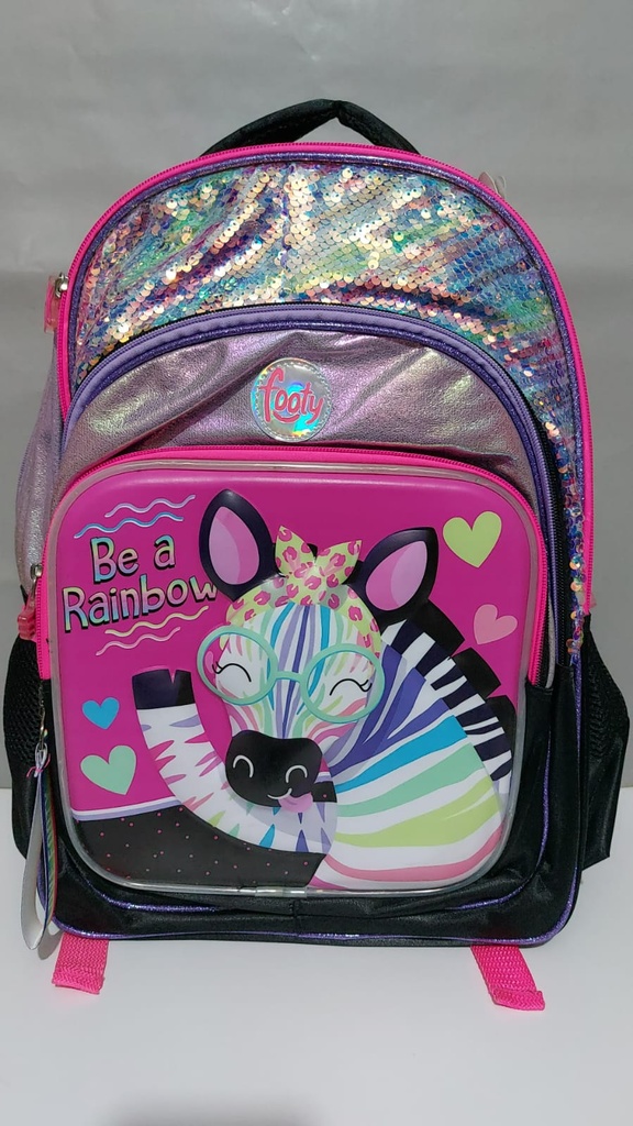 MOCHILA 18" FOOTY CEBRA ARCO IRIS ESPALDA (L1471700)