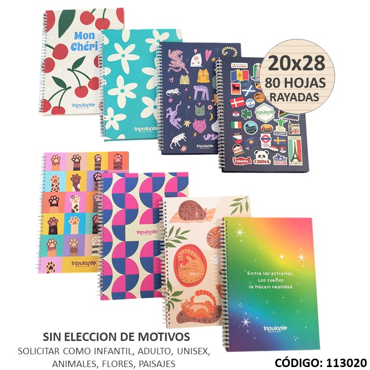 CUADERNO A4 TAPA DURA TRIPULANTE NAT RAYADO X80hjs. (L113020)