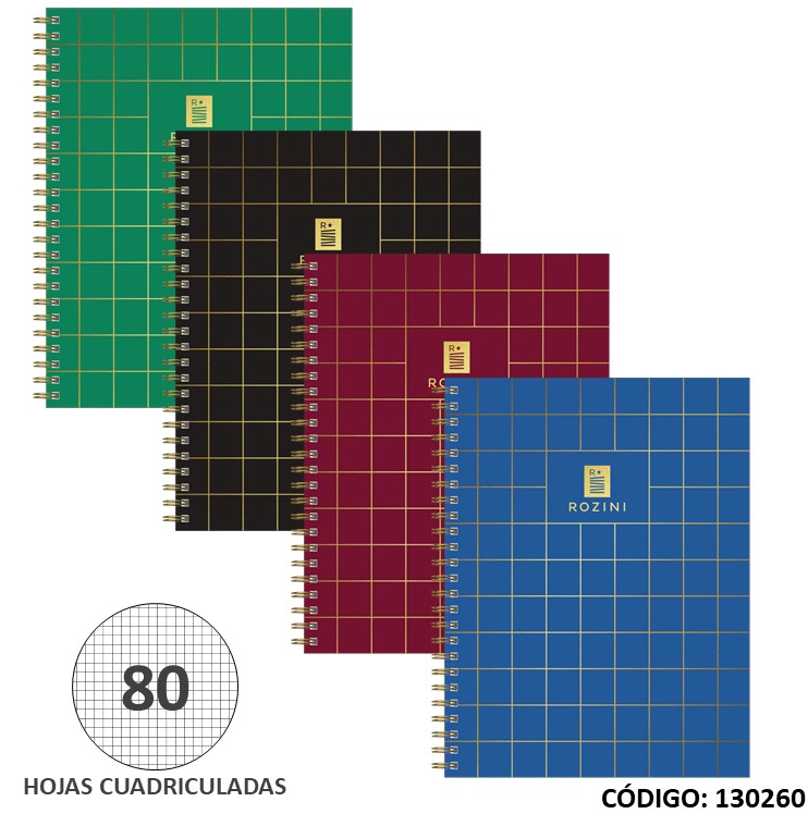 CUADERNO 16X21 TAPA DURA ROZINI AFFARI CUADRICULADO X80hjs. (L130260)
