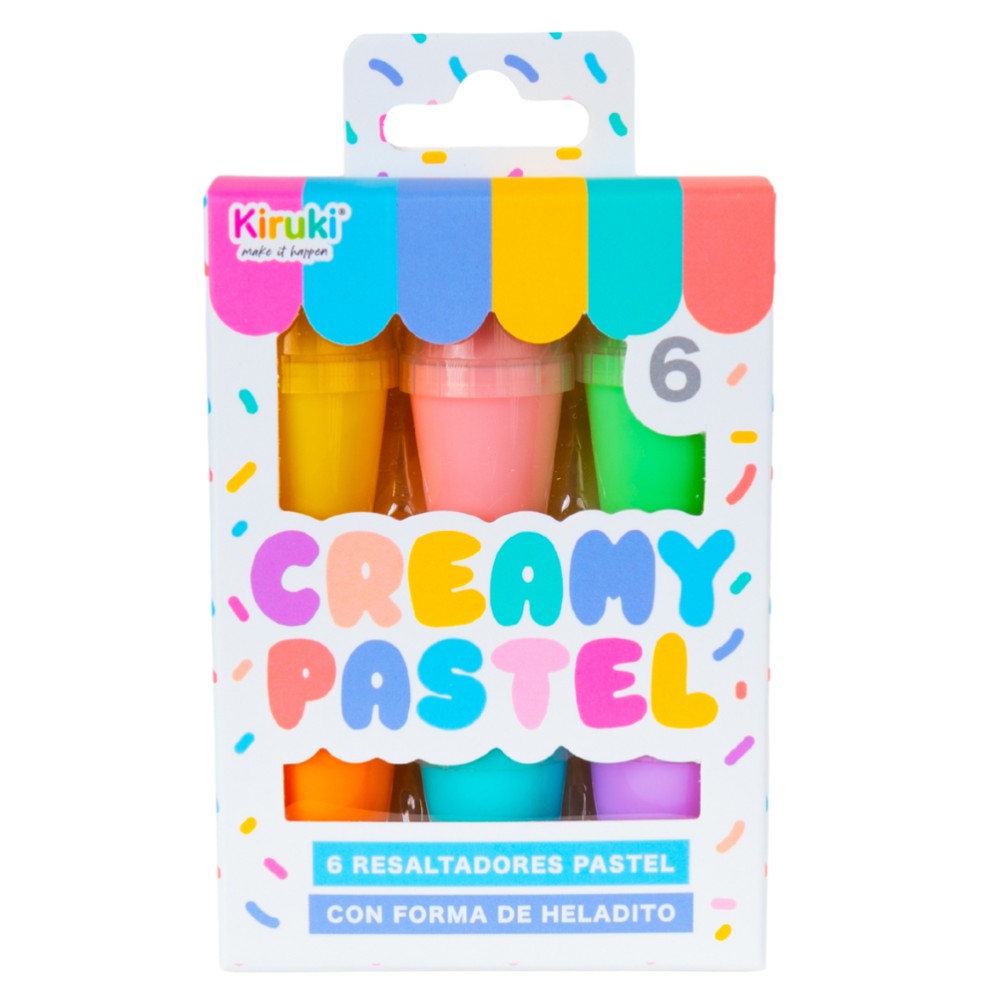 RESALTADOR KIRUKI HELADO X6 COLORES MINI PASTEL (L31719)