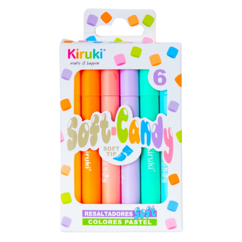 RESALTADOR KIRUKI CANDY X6 COLORES PASTEL (L31718)