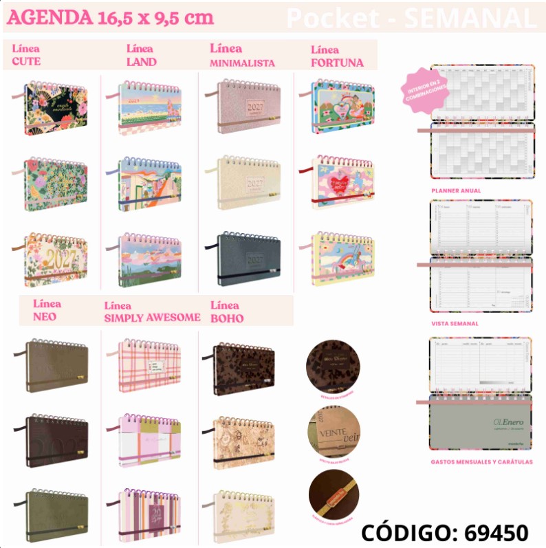 AGENDA 2027 FW POCKET SEMANAL 17X9,4cm. (L69450)