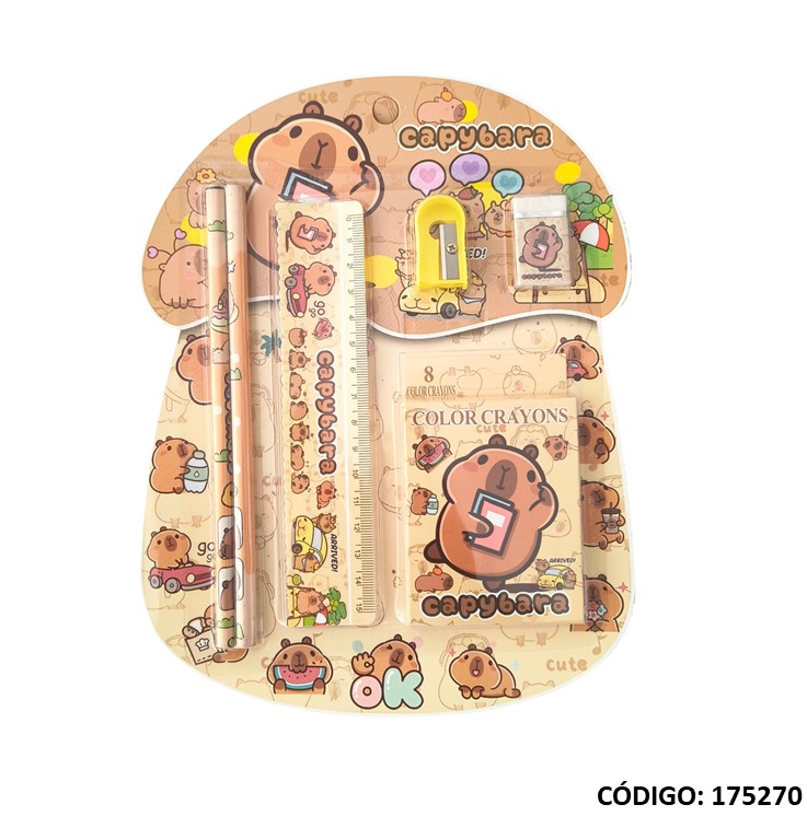 SET ESCOLAR MULTIPAPER CAPIBARA CON CRAYONES (L175270)