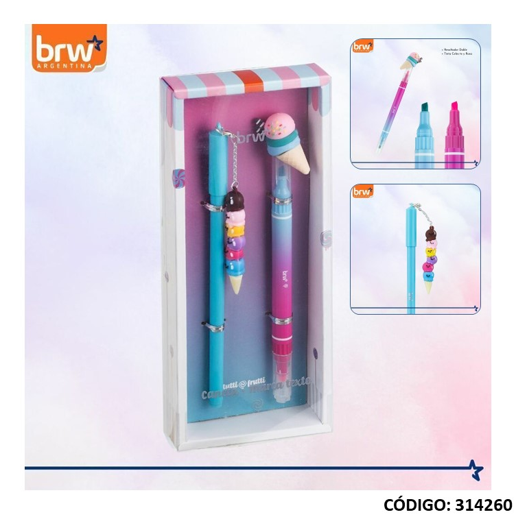 SET BOLIGRAFO BRW BORRABLE + RESALTADOR (L314260)
