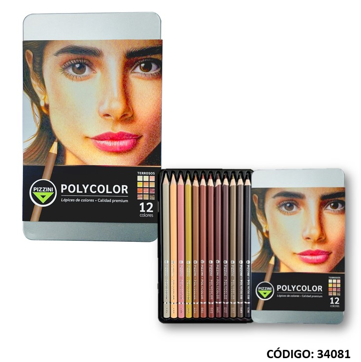 LAPIZ COLOR PIZZINI POLYCOLOR X12 COLORES TERROSOS (L34081)
