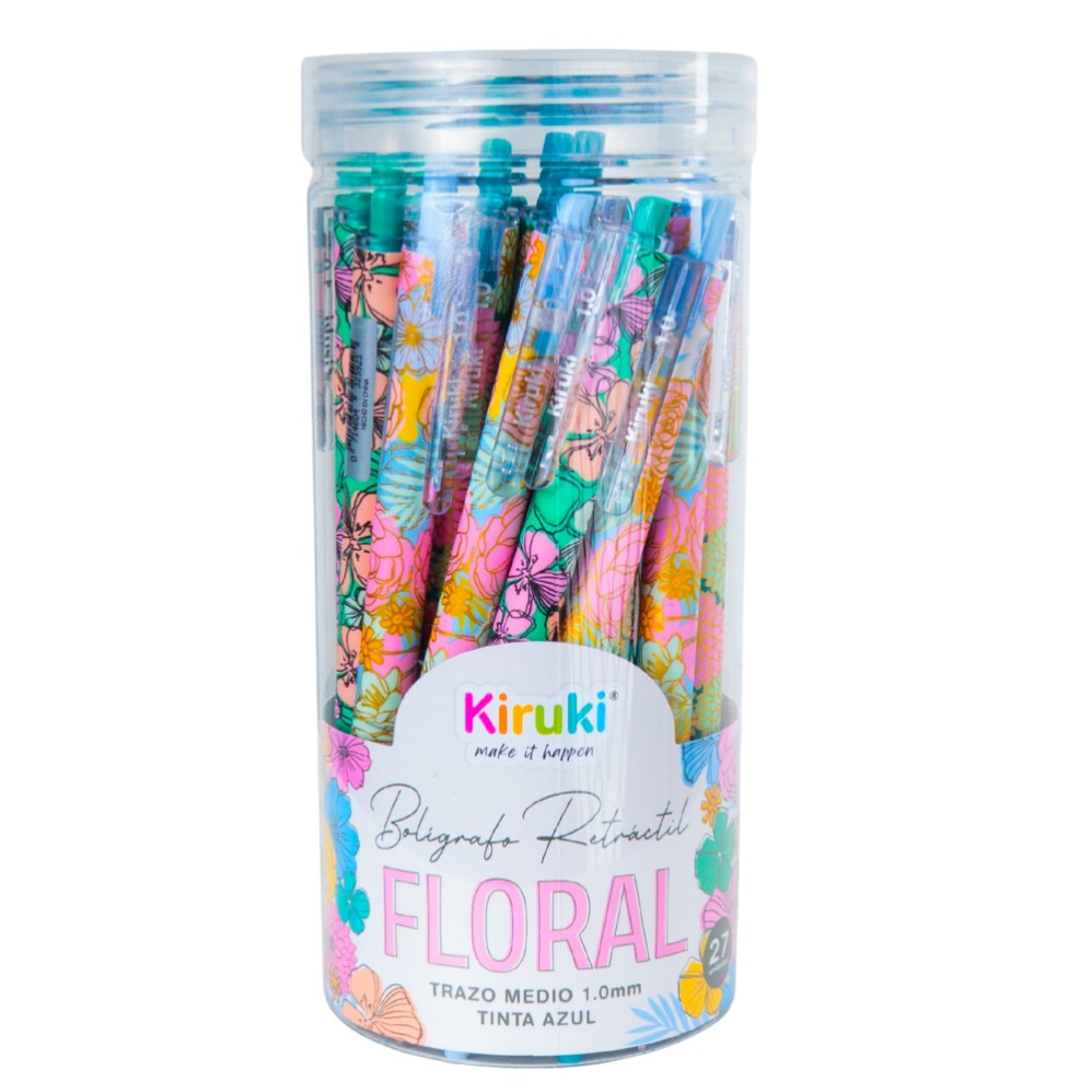 BOLIGRAFO KIRUKI FLORAL TINTA AZUL (L32005)