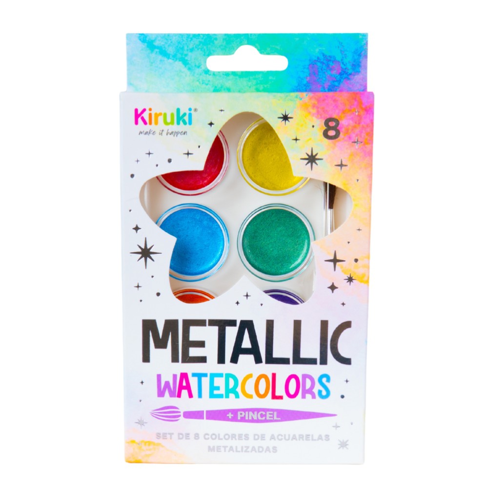 ACUARELA KIRUKI x  8 COLORES METALIC (L31923)
