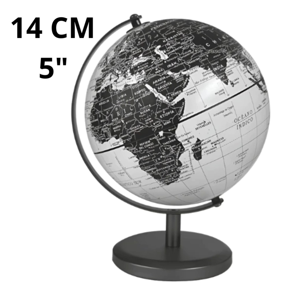 GLOBO TERRAQUEO 14cm. 142M NEGRO BASE METAL (L32791)