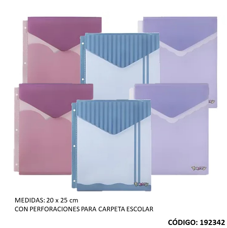 SOBRE POLIPROPILENO PARA CARPETA N3 CON BOTON X6 UNIDADES (L192342)