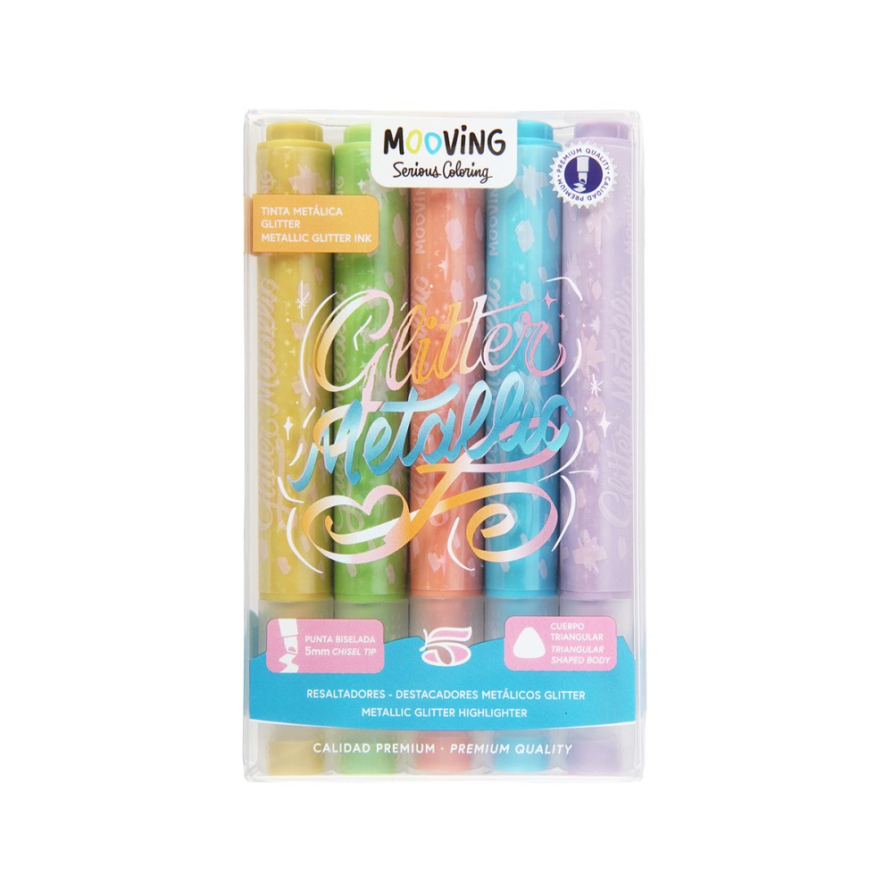 RESALTADOR MOOVING METAL GLITTER  X5 COLORES (L340600)