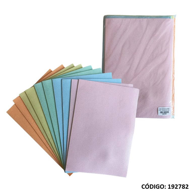 GOMA EVA GLITTER A4 PASTEL X10 COLORES (L192782)
