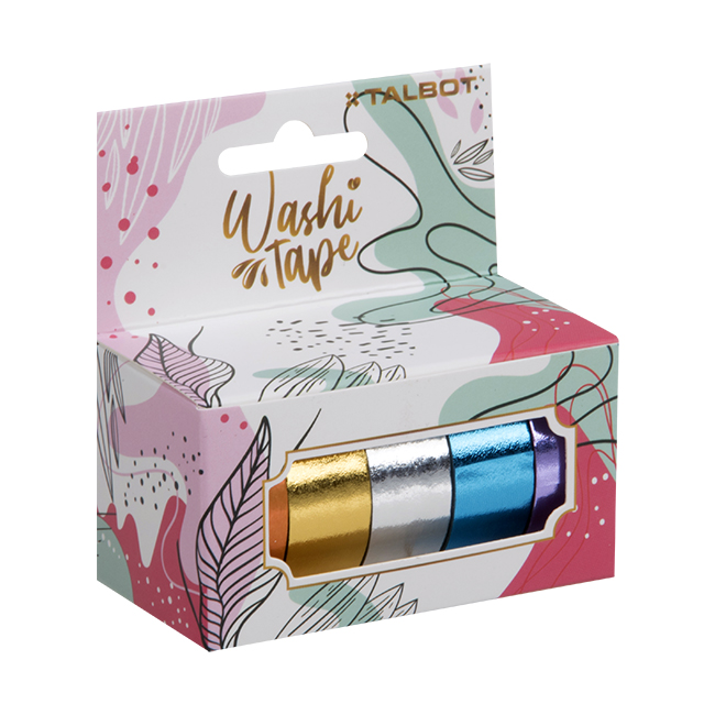 CINTA TALBOT WASHI TAPE 1.5X3mt. HANG TAG X5 METALLIC (S4803)
