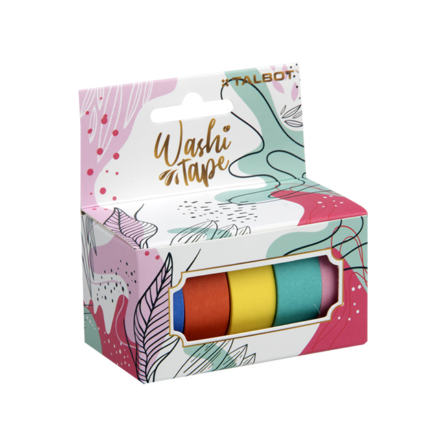 CINTA TALBOT WASHI TAPE 1.5X3mt. HANG TAG X5 SOLIDO (S4802)