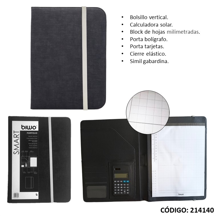 CARPETA A4 BIWO CON ELAS TICO Y BLOCK (L214140)