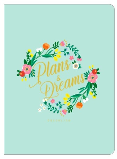 CUADERNO DECORLINE 19X26 PLANS AND DREAMS ENCUADERNADO LISO VERDE PASTEL (L38859)