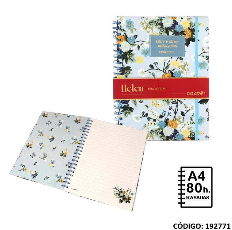 CUADERNO A4 IBI CRAFT TAPA DURA HELEN RAYADO X80hjs. (L192771)