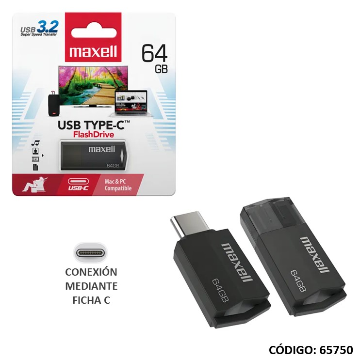 PENDRIVE TYPE-C 64GB MAXELL (L65750)