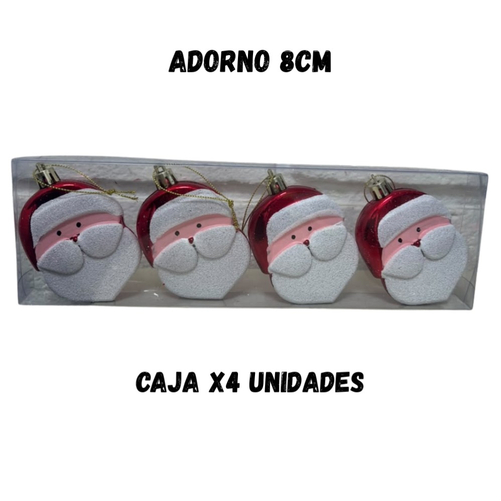 ADORNO NAVIDAD X4 CARITAS DE PAPA NOEL (R36139)