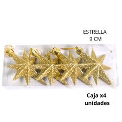 ADORNO NAVIDAD ESTRELLA 9cm. X4 COLORES (R32067)