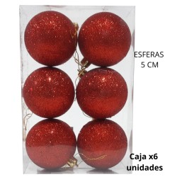 ESFERAS NAVIDAD 5cm. X6 UNIDADES (R32072)
